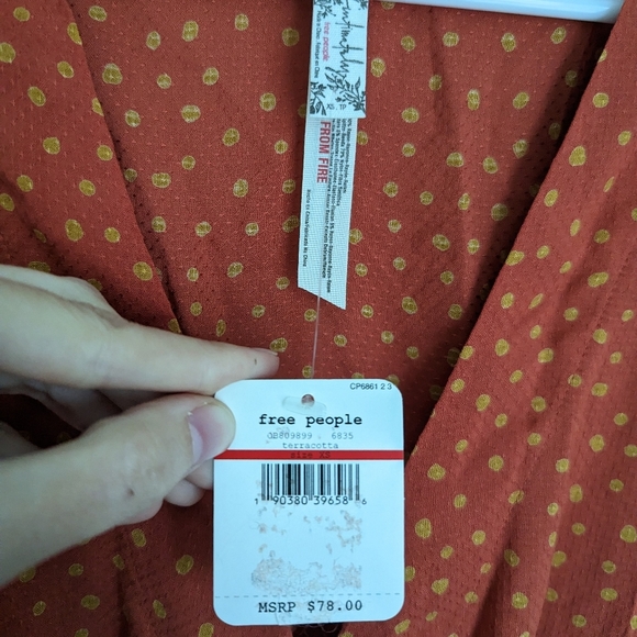 Nwt Free People XS Polka Dot Wrap Long Sleeve Bodysuit - Picture 6 of 10